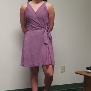 Purple and white striped dress